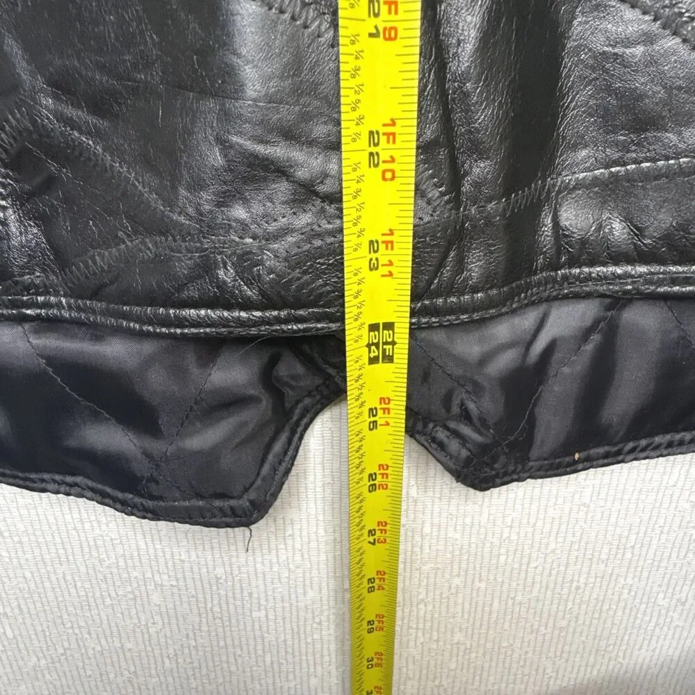 Navarre Leather Co Italian Stone Vest Mens 3XL XXXL Black Genuine Biker Moto Sna